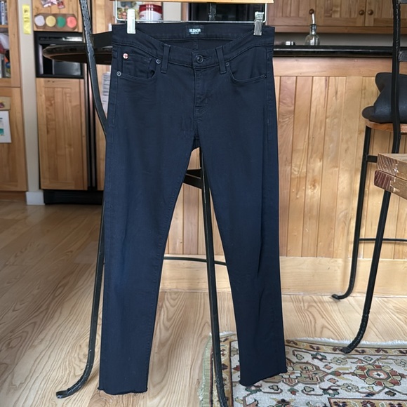 Hudson Black Low Rise Krista Ankle Skinny Stretch Jeans w/ Raw Hem. Size 26 - Picture 2 of 14